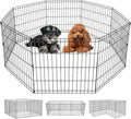 FDW 24 Inch Dog Pen 8 Panel Dog Playpen Indoor Outdoor Metal Puppy Pet Fence Portable Folding Animal Exercise Fence,Black