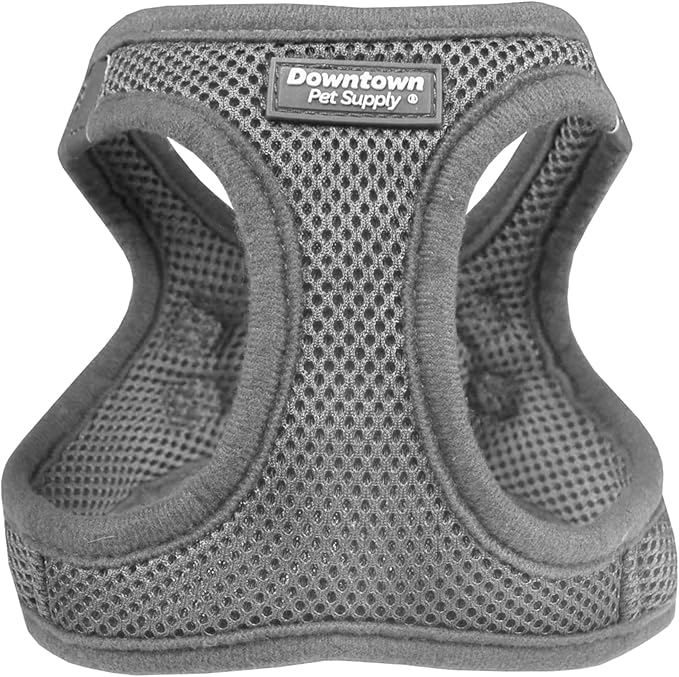 Downtown Pet Supply Step-in Dog Harness – No Pull, Adjustable Padded Mesh with Reflective Trim, Secure Buckle Strap – Comfortable & Breathable Small Dog Harness, Medium, Light Gray