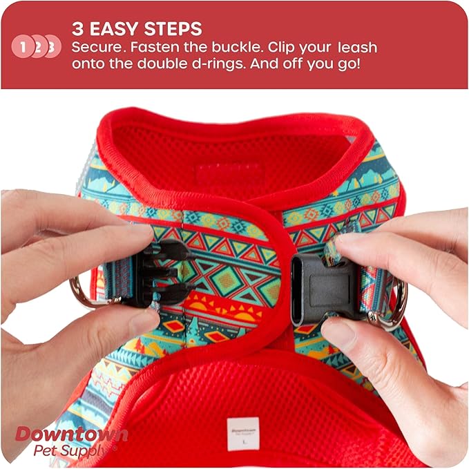 Downtown Pet Supply Step-in Dog Harness – No Pull, Adjustable Padded Mesh with Reflective Trim, Secure Buckle Strap – Comfortable & Breathable Small Dog Harness, Large, Tribal