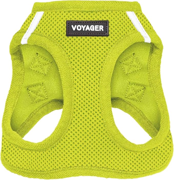 Best Pet Supplies Voyager Step-in Air Harness - All Weather Mesh, Reflective, No Pull Harness for Dogs, Cats - Secure with Hook & Loop Fastener, Buckle, Double D-Rings - Lime Green, M