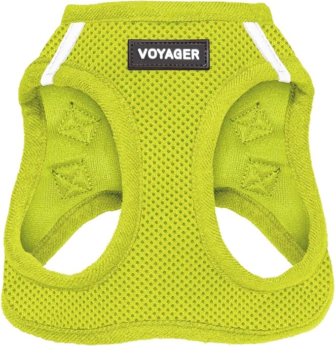 Best Pet Supplies Voyager Step-in Air Harness - All Weather Mesh, Reflective, No Pull Harness for Dogs, Cats - Secure with Hook & Loop Fastener, Buckle, Double D-Rings - Lime Green, XXS