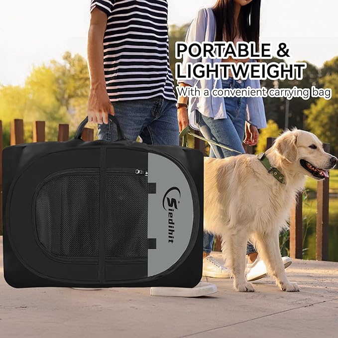 Dark Grey Puppy Playpen for Large Dog Cat, Dogs Tent Crates Cage Indoor/Outdoor, Portable Pop Up Dog Kennel with Carrying Bag for Rabbits, (Dark Grey, Large)