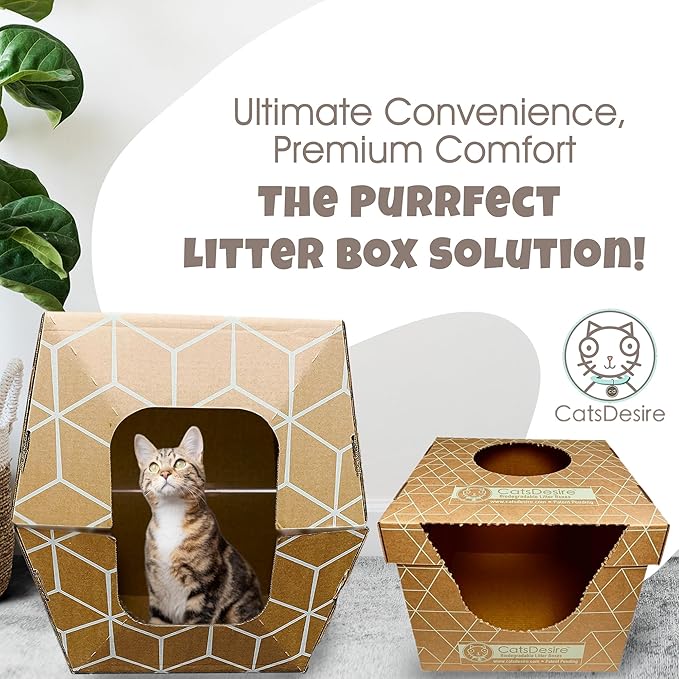 Disposable Litter Boxes for Cats Sampler Both Our Patented Products Woman Owned Small Bus. Made in USA Tray 8.5in. Tall Top Entry Litter Box 15in. Tall. 2021 A.I.C.C. Innovation Award