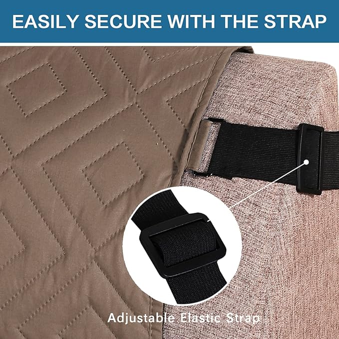 H.VERSAILTEX Futon Cover Reversible Sofa Slipcover Furniture Protector Water Resistant 2 Inch Wide Elastic Strap Futon Sofa Bed Pets Kids Dog Cat Fit Sitting Width Up to 70"(Futon, Taupe Brown/Beige)