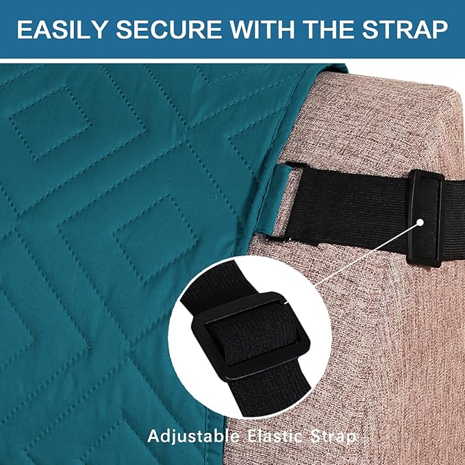 H.VERSAILTEX Futon Cover Reversible Sofa Slipcover Furniture Protector Water Resistant 2 Inch Wide Elastic Straps Sofa Bed Pets Kids Dog Cat Fit Sitting Width Up to 70"(Futon, Dark Teal/Beige)