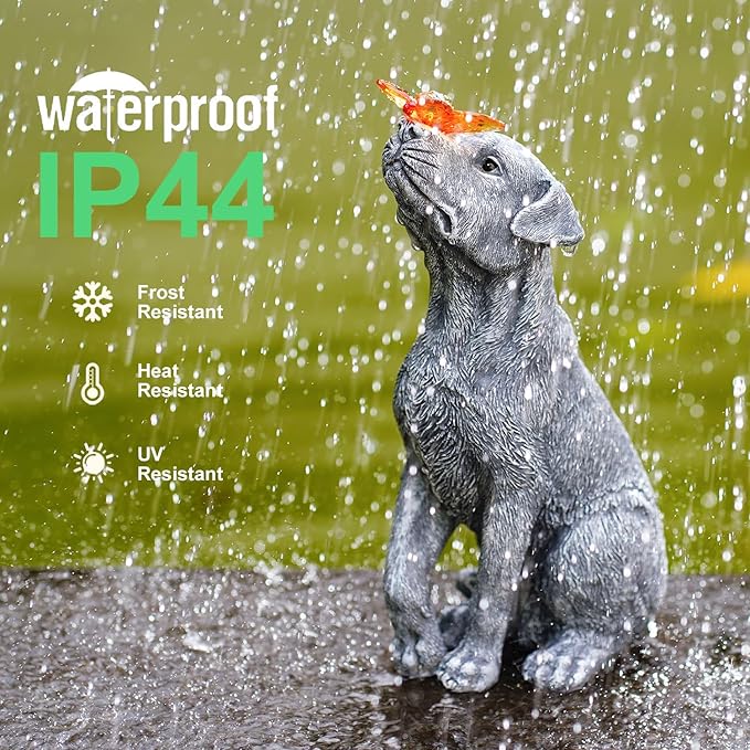 Garden Statue Dog Figurine Decor – Outdoor Decoration with Butterfly for Garden Yard Lawn Home Decor Outside : Mothers Day Memorial Gifts for Women Mom Grandma