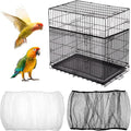 2pcs Large Bird Cage Seed Catcher Guards, Breathable Airy Nylon Mesh Material, Prevents Seed Mess, Acts as Stretchy Cage Guard, Fits Budgie, Cockatiel Various Bird Species (Black, White)