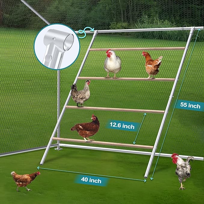 Chicken Perch, Chicken Coop Roosting Perch for Backyard Poultry, Chicken Coop Perch Easy to Assemble & Clean, Farm Chicken Toys (55" L x 40" W)