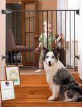 Babelio Baby Gate for Stairs, Kitchen & Doorways, No Bottom Bar| Easy Installation| One-Handed Operation| Auto-Close| Hardware Mount (Drill Needed) Safety Dog Gate (Black - B17, 34" H, 29-49" W-Wide)