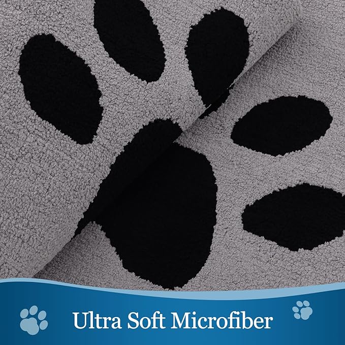 Buganda Dog Door Mat for Muddy Paws, Absorbent Dirt Trapper Washable Indoor Doormats, Non Slip Low-Profile Mud Mat for Dogs, Front Entrance Doormat for Inside Floor (30x20 Inches, Grey)