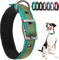 PetiFine Dog Collar for Large Dogs, Neoprene Padded and Adjustable, Reflective Wide Heavy Duty Pet Collars with Durable Metal Belt Buckle for Walking, Teal&Orange, L