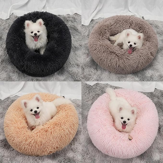 Nisrada Dog Bed for Small Medium Large Dogs, 24 inch Calming Dogs Bed, Washable-Round Cozy Soft Pet Bed for Puppy and Kitten with Slip-Resistant Bottom