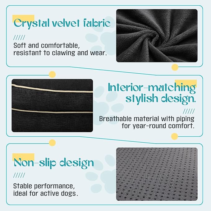 Waterproof Memory Foam Dog Beds for Small Dogs Non-Slip Orthopedic Dog Beds Washable Couch Pet Bed with Removable Cover (Black, Small)