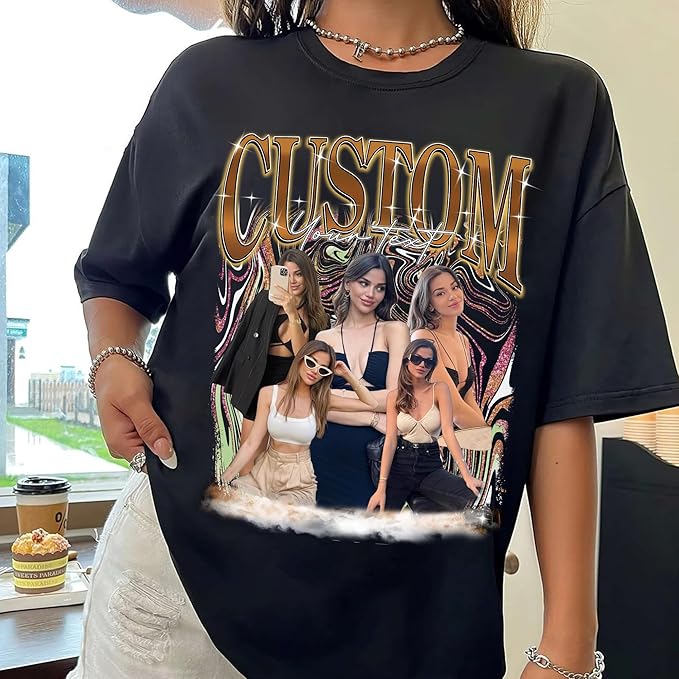 NAZENTI Custom Bootleg Rap Tee, Custom T-Shirts with Picture, Retro Custom Bootleg, Valentine's Gifts for Him Her