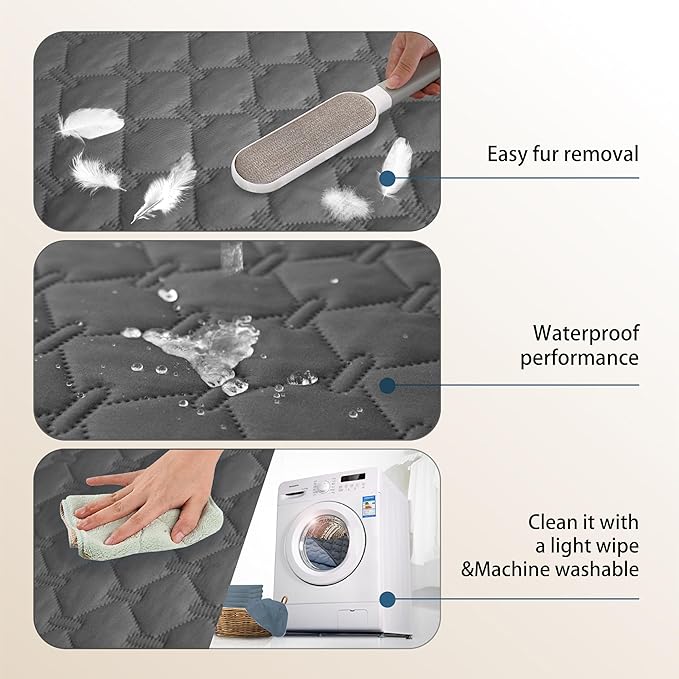 gogobunny 3X Stronger Waterproof Pet Blanket, Scratch Proof Furniture Protector for Dogs Cats, Reversible Cover 40x50 Inch, Dark Grey