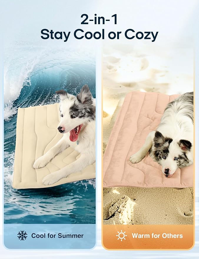 ZonLi Dog Cooling Mat, 48" x 28"Large, Reversible Cooling Pad for Dogs & Cats (Cool & Warm), Durable & Machine Washable, Pet Mat for Crate, Kennel, Bed, Sofa,Glacier Pink