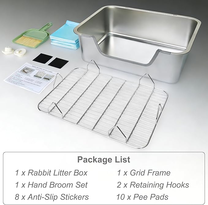 Stainless Steel Sifting Litter Box for Rabbit (L)