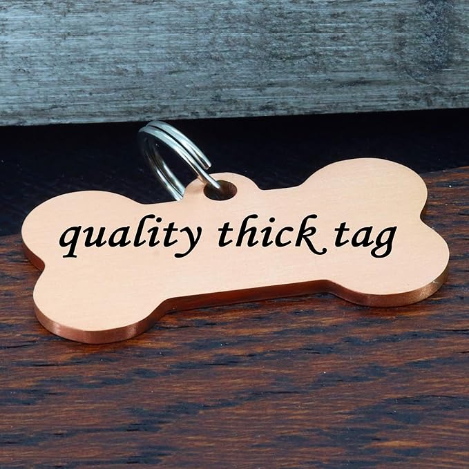Ultra Joys Custom Personalized Dog ID Tag - Brushed Stainless Steel Bone, Rose Gold, Small