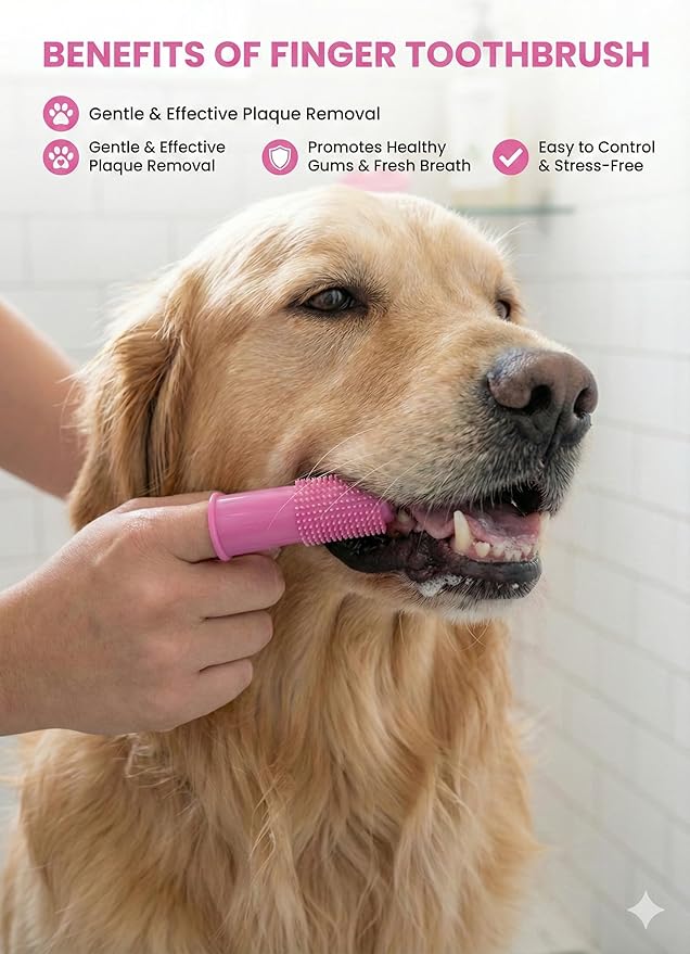 3-in-1 Stress-Free Dog Bathing Kit – Silicone Grooming Gloves, Suction Lick Mat, and Dental Brush – Complete Pet Spa Set for Anxious Dogs (Pink)