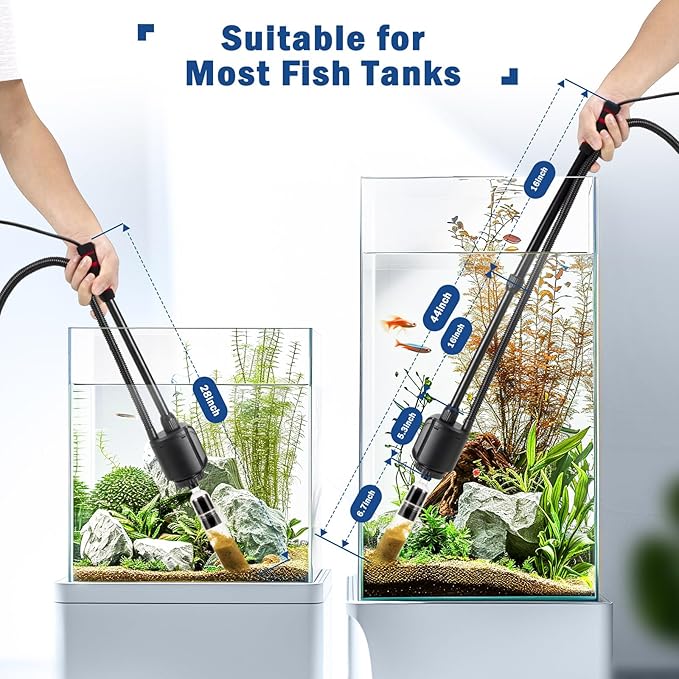 AQQA Aquarium Gravel Cleaner Kit, 6 in 1 Electric Fish Tank Vacuum Cleaning Tools Water Changer, Multifunction Wash Sand Filter Water Circulation 20W 320GPH 110V