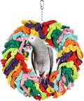 Parrot Swing for Large Birds - Colorful Cotton Rope Hanging Ring Toy for African Grey, Cockatoo, Conure, and Parakeet | Chewing, Exercise, Climbing, and Snuggling (Parrot Swing)