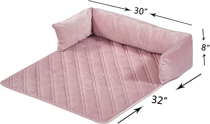 Brilliant Sunshine Premium Calming Dog Bed Mat, Silky Velvet, Removable Washable Cover, Cushion Protector and Couch Covers for Dogs, Pets, Cats, Medium, Silver Pink