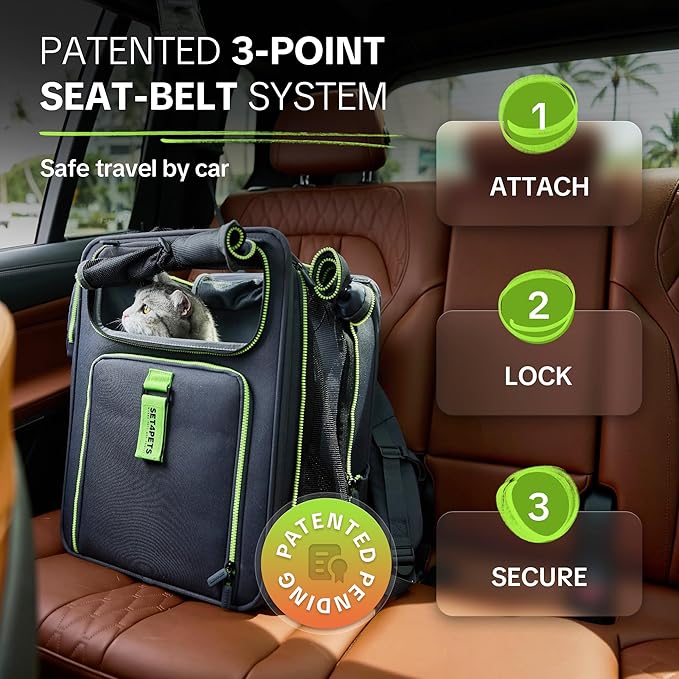 Cat Carrier Backpack for Travel & Car, 3-in-1 Expandable Cat & Small Dog Backpack Carrier up to 25 lbs, Breathable & Waterproof Pet Carrier