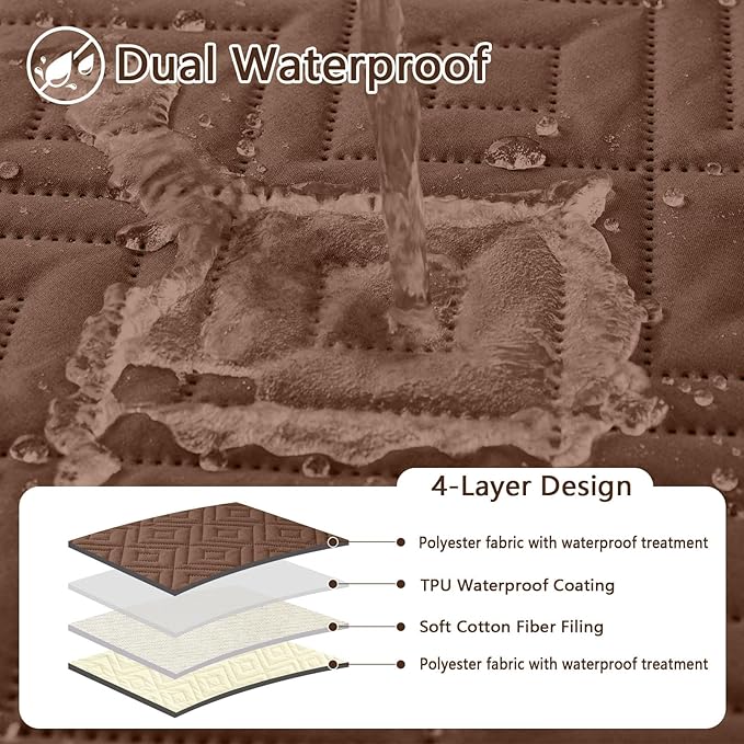 hyha Waterproof Dog Blanket, Soft Dog Bed Cover Pet Blankets, Waterproof Sofa Couch Cover for Dogs Washable, Reversible Pet Couch Covers for Sofa Furniture (40x70 Inch, Brown/Beige)