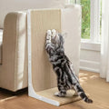 Cardboard Cat Scratcher,23 Inch L Shape Scratch Pad Wall Mounted,Vertical Scratching Board, Durable Cardboard to Protect Furniture for Indoor Cats,White Large