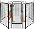Dog Playpen Outdoor Extra Wide 8 Piece Panels Heavy Duty Dog Fence 50" Height Anti-Rust with Doors Portable for RV Camping Yard, Total 21FT, 35 Sq.ft, Snowy Black