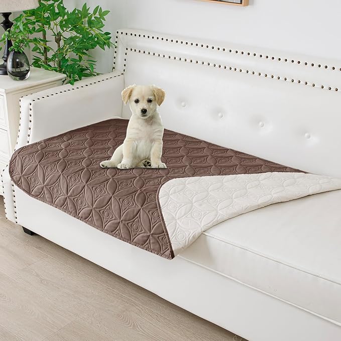 Waterproof Dog Blanket, 30x53 inches Small Pet Couch Covers for Sofa, Chair Bed Furniture Protector from Dogs Washable and Reversible-Chocolate+Cream