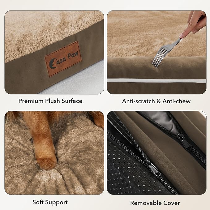 Orthopedic Dog Beds for Extra Large Dogs, Waterproof Egg Crate Foam XL Dog Bed with Sides 48x30Inch, Big Dogs Couch Beds with Removable Washable Cover and Nonskid Bottom, Brown