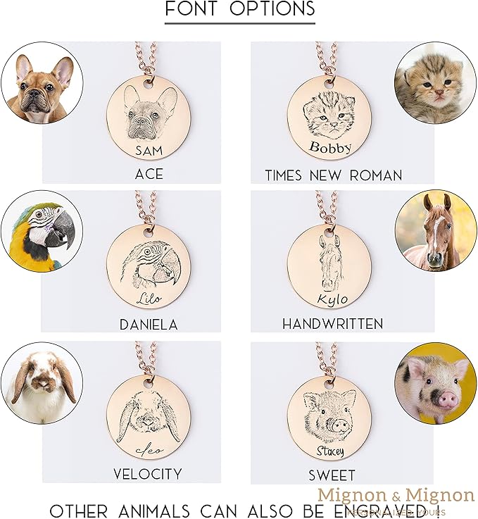 MignonandMignon Custom Pet Portrait Keychain Personalized Multiple Dog Cat Photo Engraved Memorial Christmas Gifts -LCKR-AP