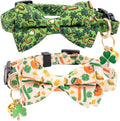 Faygarsle 2 Pack St Patrick's Day Cat Collar Cute Trefoil Gold Coin Printed Collar with Bow tie Breakaway Green Yellow Cat Collar for Boy Girl Cats