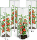 4 Pcs Garden Bird Netting for Triangle Plant Cage, 59" x 20" x 20" Tomato Cage Garden Net Cover with Zipper, Tomato Trellis Insect Bird Barrier Protection Mesh for Vertical Climbing Plant Vegetable