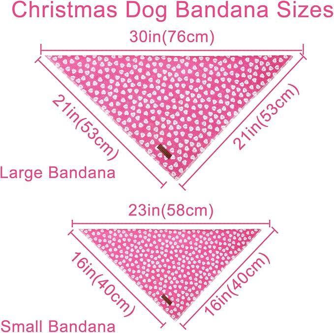 Valentine Dog Bandana, Pink Heart Triangle Bid Scarf for Small Medium Dog, Cotton Pet Kerchief for Girl Boy Dogs or Cats, Red Dog Bandana, Cute Adorable Puppy Bandana