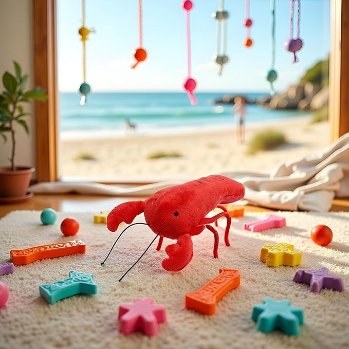 Dog Lobster Chew Toy Multi-Shape Comfortable to Touch Plush Cats Chew Stuffed Toy for Pet No Stuffing Crinkle Plush Dog Toys for Puppy Teething Dogs Training and Reduce Boredom
