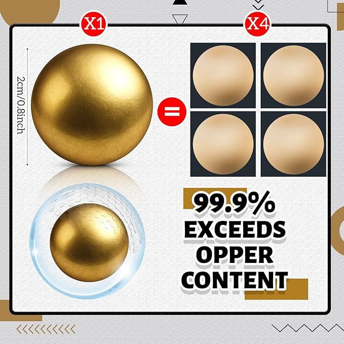 4 Pcs Bird Bath Copper Disk Balls, Spherical Design Purity Disk for Maximum Surface Contact, Natural Water Purification, Universal Fit Outdoor Birdbaths, All Season Use(Brass,20 mm)