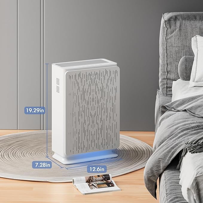AromaRoom Air Purifiers for Large Rooms up to 2100 Sq Ft, HEPA 14 Air Purifier with Smart PM 2.5 Sensor, Portable Filter Air Cleaner for Smoke, Allergies, Pet Dander,Bedroom, Office - Pearly White