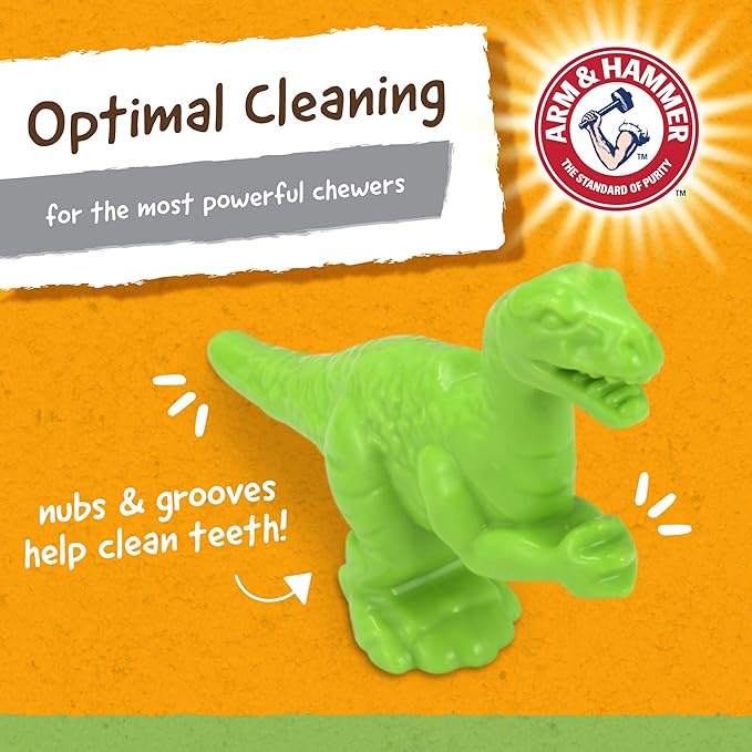 Arm & Hammer for Pets Nubbies Dental Toys T-Rex Dental Chew Toy for Dogs Best Dog Chew Toy for Moderate Chewers Reduces Plaque & Tartar Buildup Without Brushing, Mint Flavor (Pack of 1)