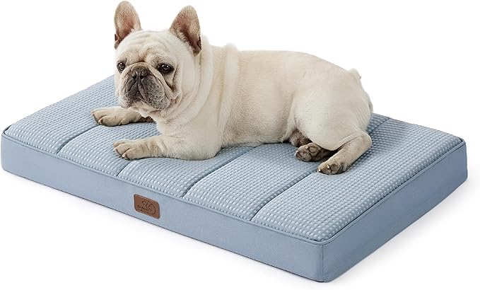 Bedsure Cooling Dog Bed for Small Dogs - Comfy Flat Puppy Beds with Removable Washable Cover, Orthopedic Egg Crate Foam Pet Mat, Suitable for Pet Up to 15 lbs