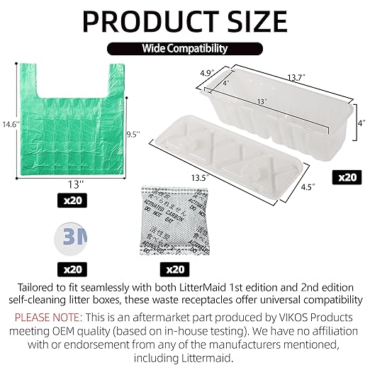 20-Pack Disposable Litter Box Waste Receptacles Compatible with Littermaid Waste Receptacles, and 7.87" x 9.84" Pet Screen Door Flap Compatible with Doggy Fits Dogs & Cats Under 30 Lbs