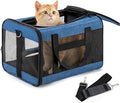 Cat Carrier Airline Approved, Soft-Sided Dog Carrier with Inner Safety Leash, Pet Transport Carrier for Small-Medium Cats Puppies up to 15 Lbs, Collapsible Travel Kitten Carrier Bag -Blue M