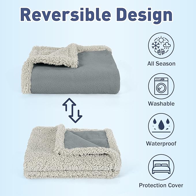 Kritter Planet Waterproof Dog Blanket, Reversible Water Proof Pet Blanket for Couch, Bed & Sofa, Washable Couch Covers for Large Dogs - Protects Furniture from Fur, Dirt, and Accidents