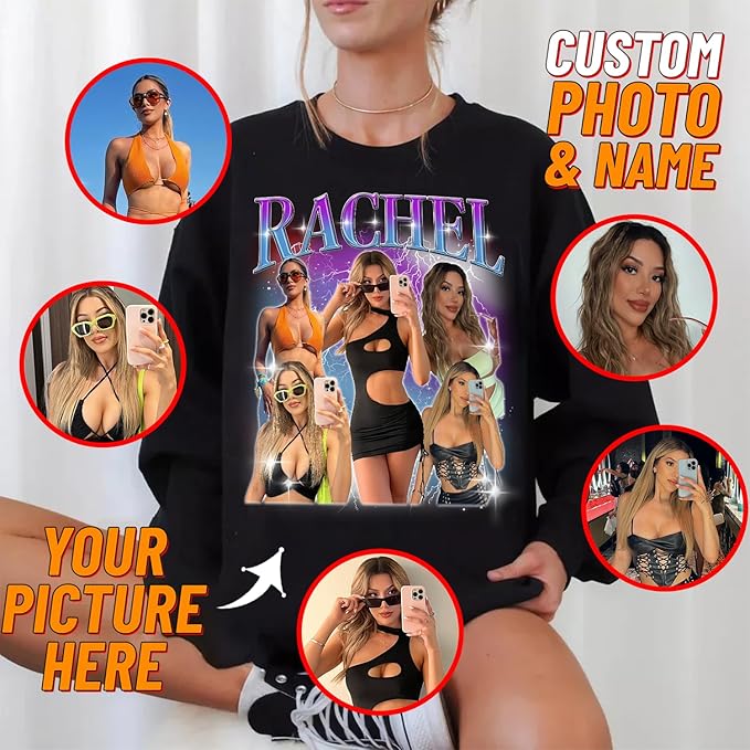 NAZENTI Custom Bootleg Rap Tee, Custom T-Shirts with Picture, Retro Custom Bootleg, Valentine's Gifts for Him Her