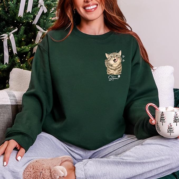Custom Pet Sweatshirts with Photo and Name, Personalized Dog Sweatshirt, Gifts for Dog Mom, Dad