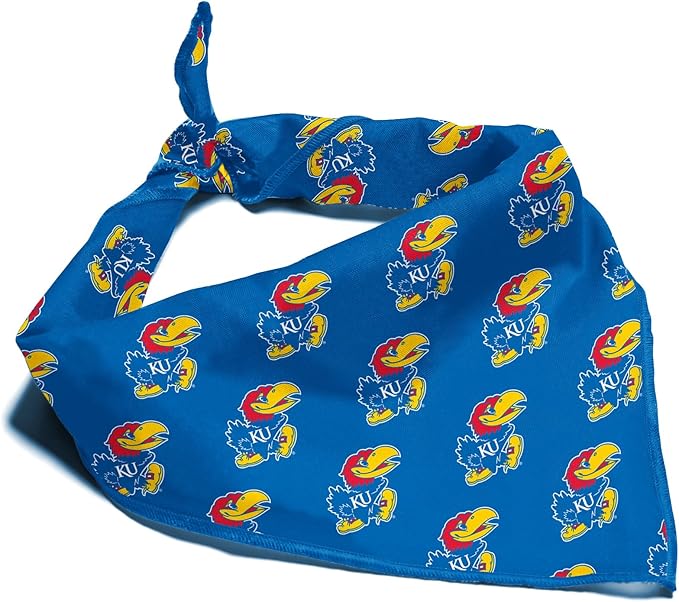 Kansas Jayhawks Officially Licensed Bandana for Dogs and Cats | Fits Pets Great Gift Idea | Easy-to-Tie (Small, 13")
