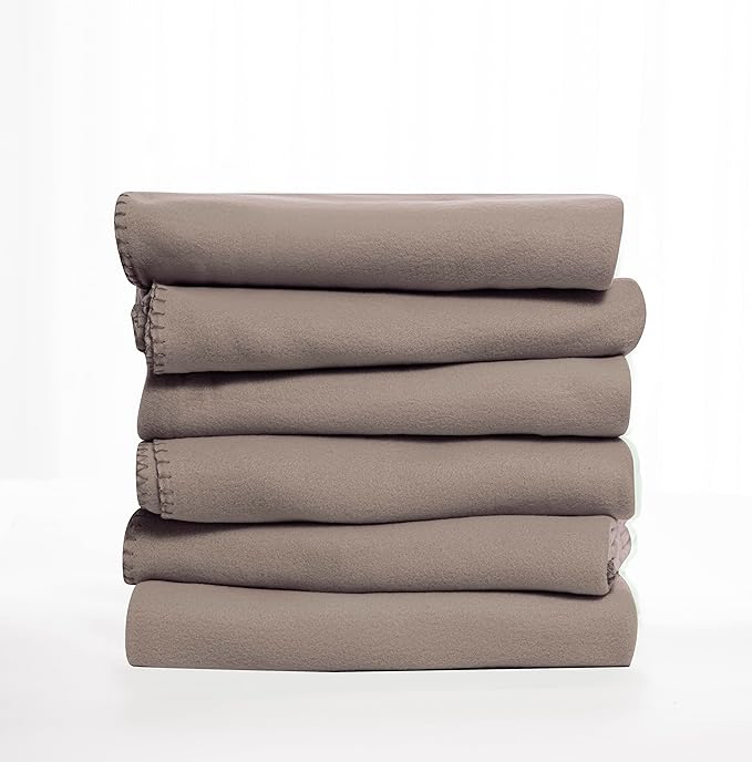 Fleece Throw Blanket Set Bulk for Travel Kids Outdoor Wedding Pet (Camel, Pack of 6 50x60 Inches)