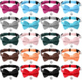 20 Pcs Cat Bowtie Collars with Bell, Solid Colors Kitten Bow Breakaway Cat Bowtie for Boys Girls, Adjustable Pet Collar with Safety Buckle Kitten Puppy Pet Accessories