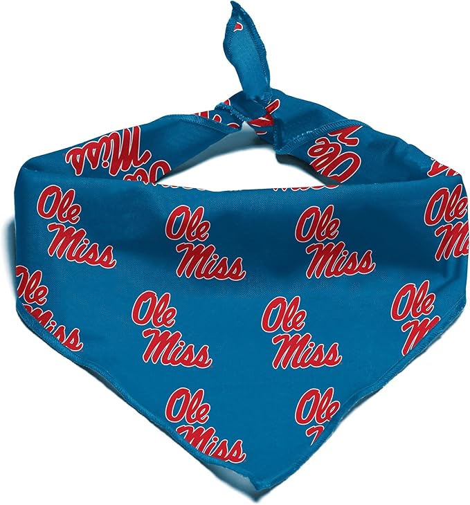 Ole Miss Rebels Officially Licensed Bandana for Dogs and Cats | Fits Pets Great Gift Idea | Easy-to-Tie (Small, 13")